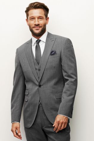 Grey Puppytooth Tailored Fit Suit: Jacket